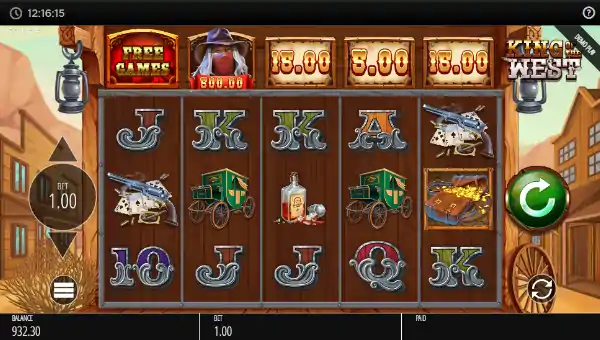 king of the west slot screen - King of the West Slot Game